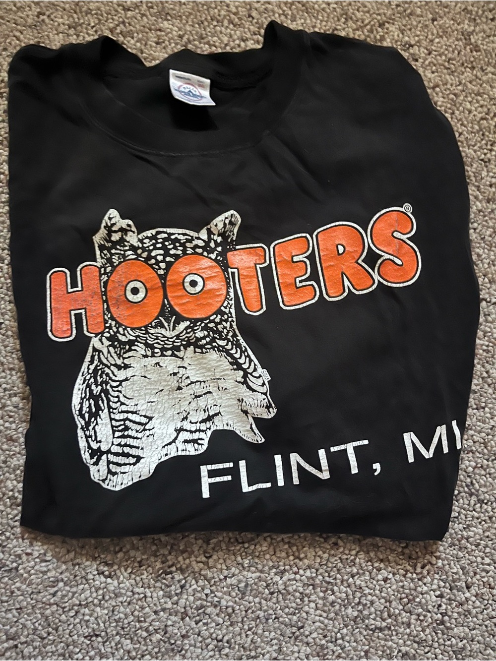 Hooters Black Kids Short Sleeve Tee with Orange Logo